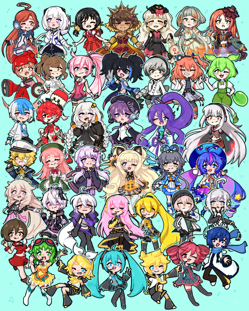 6+boys, 6+girls, a.i._voice, absurdly_long_hair, absurdres, adachi_rei, akita_neru, apron