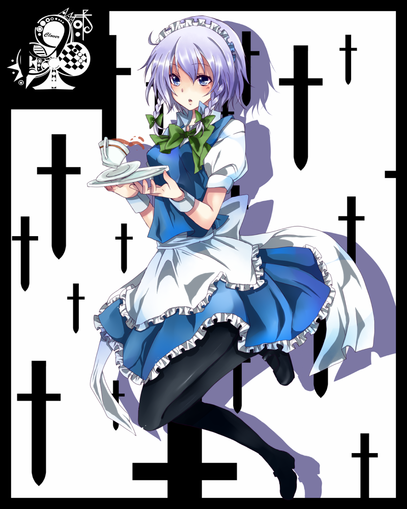 bad_id, blue_eyes, izayoi_sakuya, maid, pantyhose, sekiji_miko, silver_hair, solo