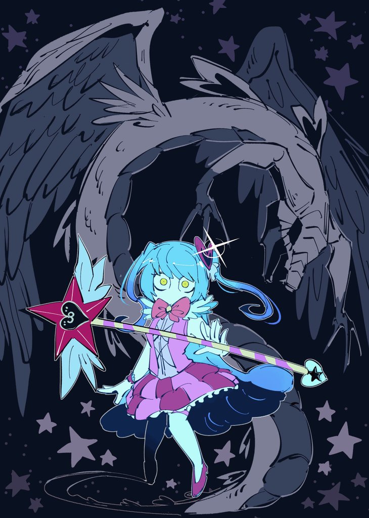 1girl, bow, bowtie, dragon, dress, feathered_wings, full_body, gloves