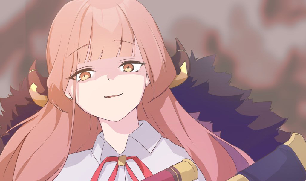 1girl, aru_(blue_archive), blue_archive, blurry, blurry_background, collared_shirt, commentary_request, fur_trim