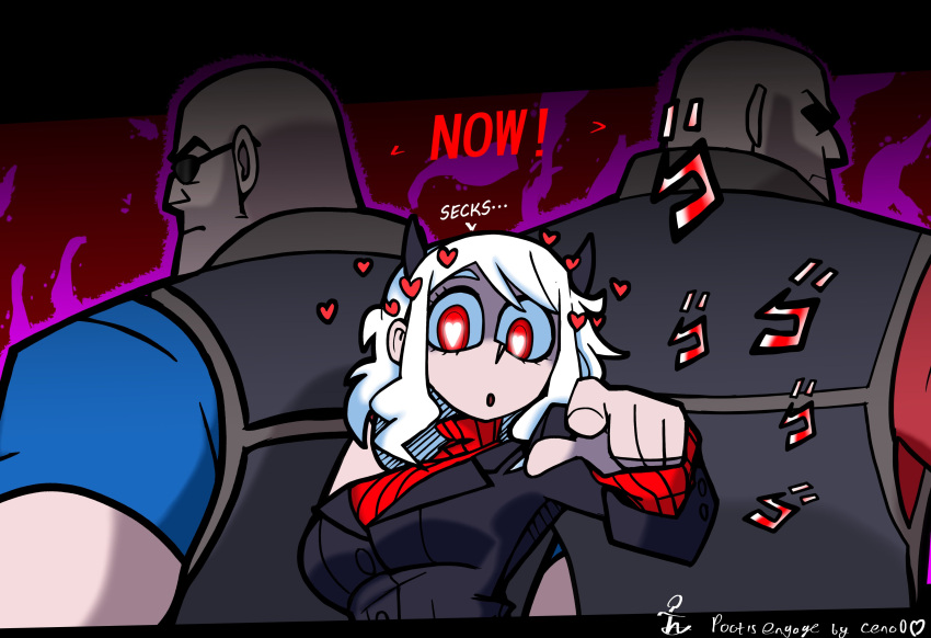 1girl, 2boys, absurdres, blu_heavy_(tf2), blue_shirt, commentary, crossover, english_commentary