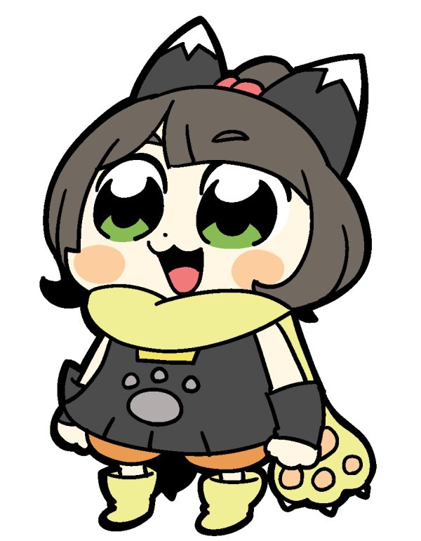 1girl, :3, :d, bkub, black_dress, black_hair, blush, chibi