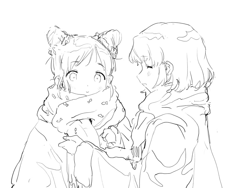 2girls, absurdres, adjusting_another's_clothes, adjusting_scarf, aikatsu!, aikatsu!_(series), arisugawa_otome, bad_id