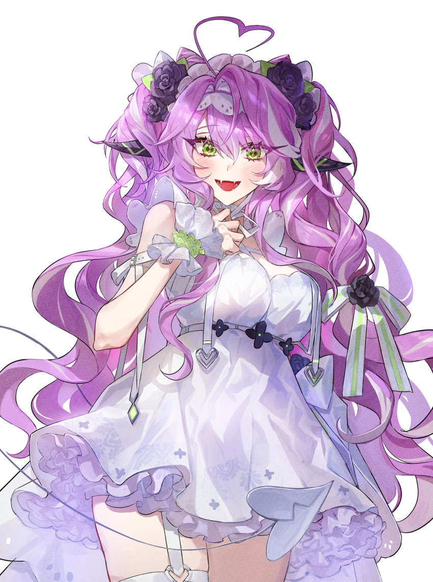 1girl, :d, absurdres, aged_up, ahoge, arm_at_side, arm_belt, belt_collar