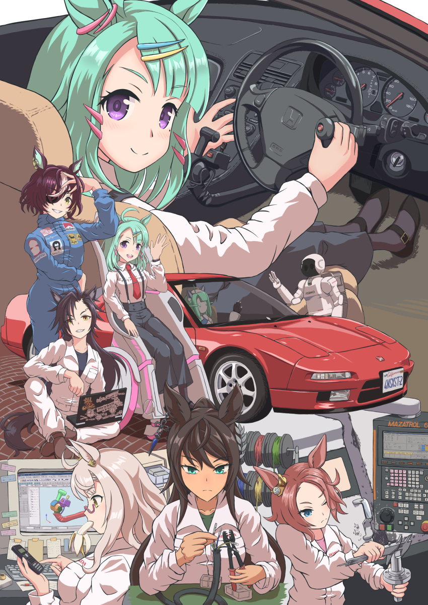 :d, ahoge, air_shakur_(umamusume), alternate_costume, animal_ears, asimo, banana, biwa_hayahide_(umamusume)