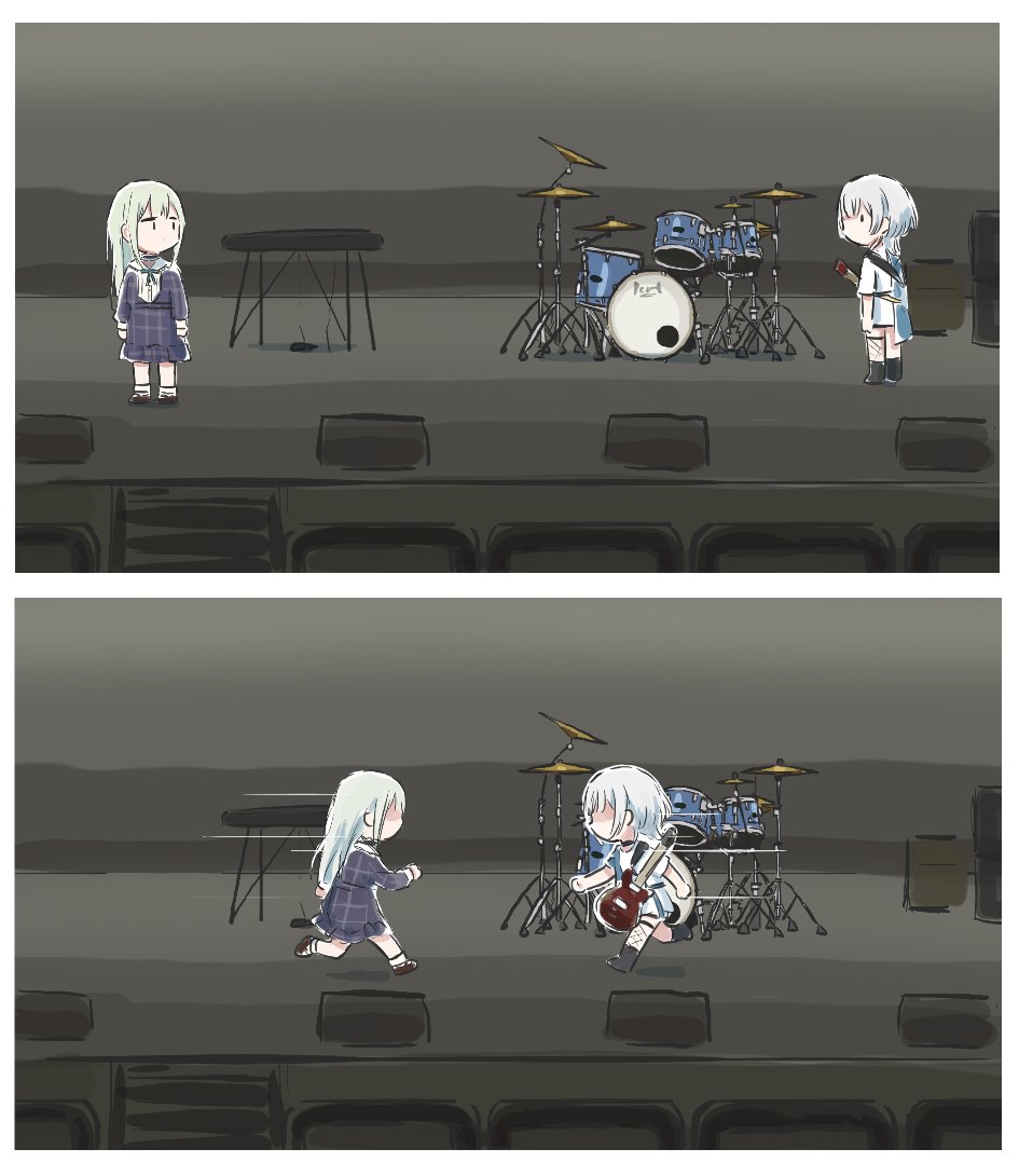 2girls, :3, bang_dream!, bang_dream!_it's_mygo!!!!!, black_choker, blue_dress, blue_eyes, choker