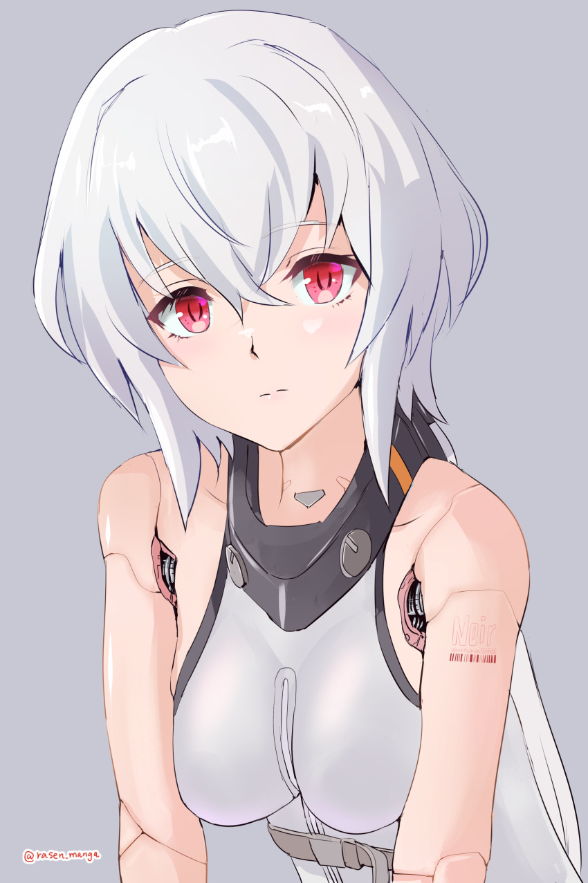 1girl, absurdres, alternate_design, bare_shoulders, bob_cut, bodysuit, cropped_torso, crossed_bangs