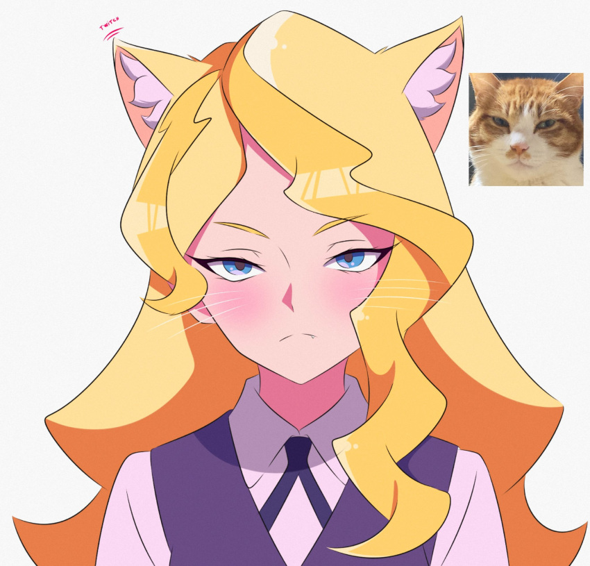 1girl, animal, animal_ear_fluff, animal_ears, blizzard_(b1iz4rd), blonde_hair, blue_eyes, cat