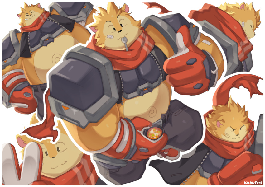 1boy, animal_ears, armor, bandaid, bandaid_on_cheek, bandaid_on_face, breastplate, closed_eyes