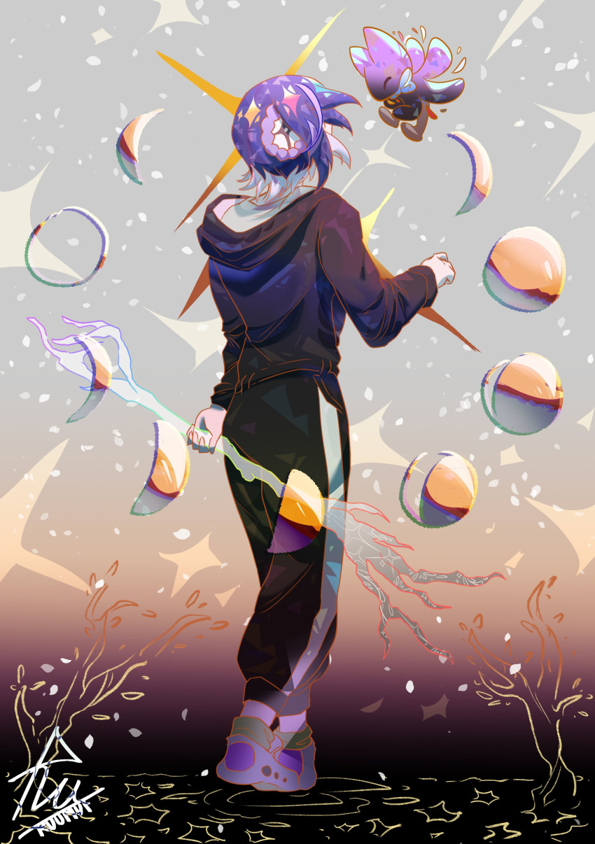 1girl, absurdres, arm_behind_back, black_jumpsuit, blue_bow, blue_bowtie, bow, bowtie