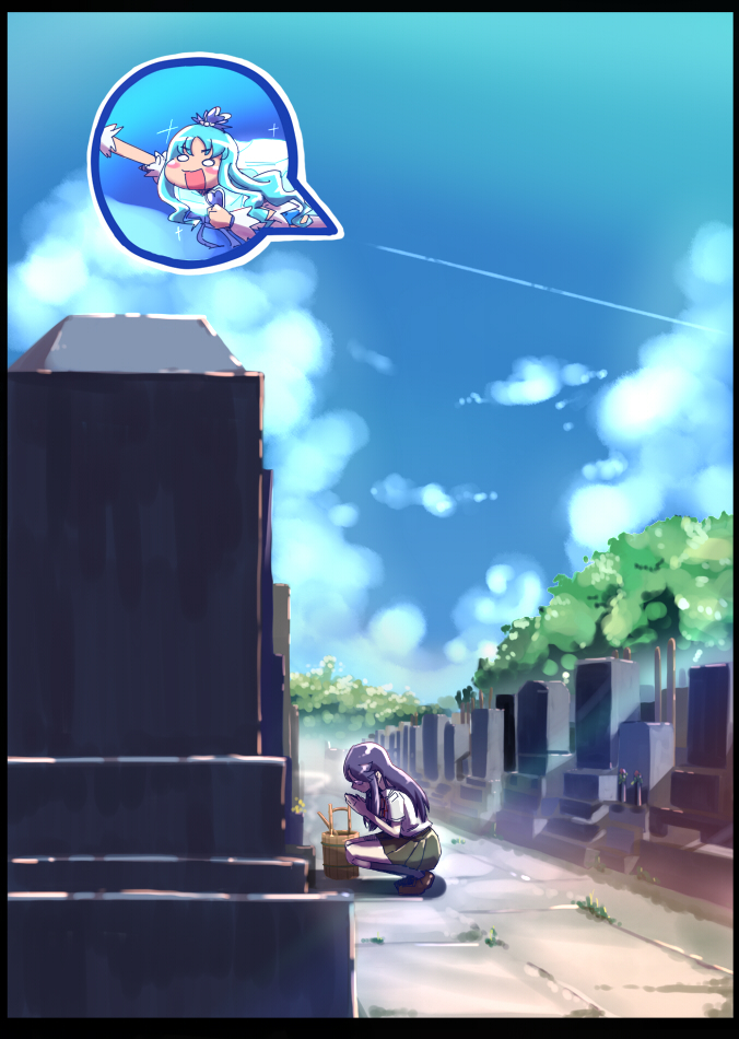 cemetary, grave, graveyard, heartcatch_precure!, kurumi_erika, long_hair, magical_girl, precure