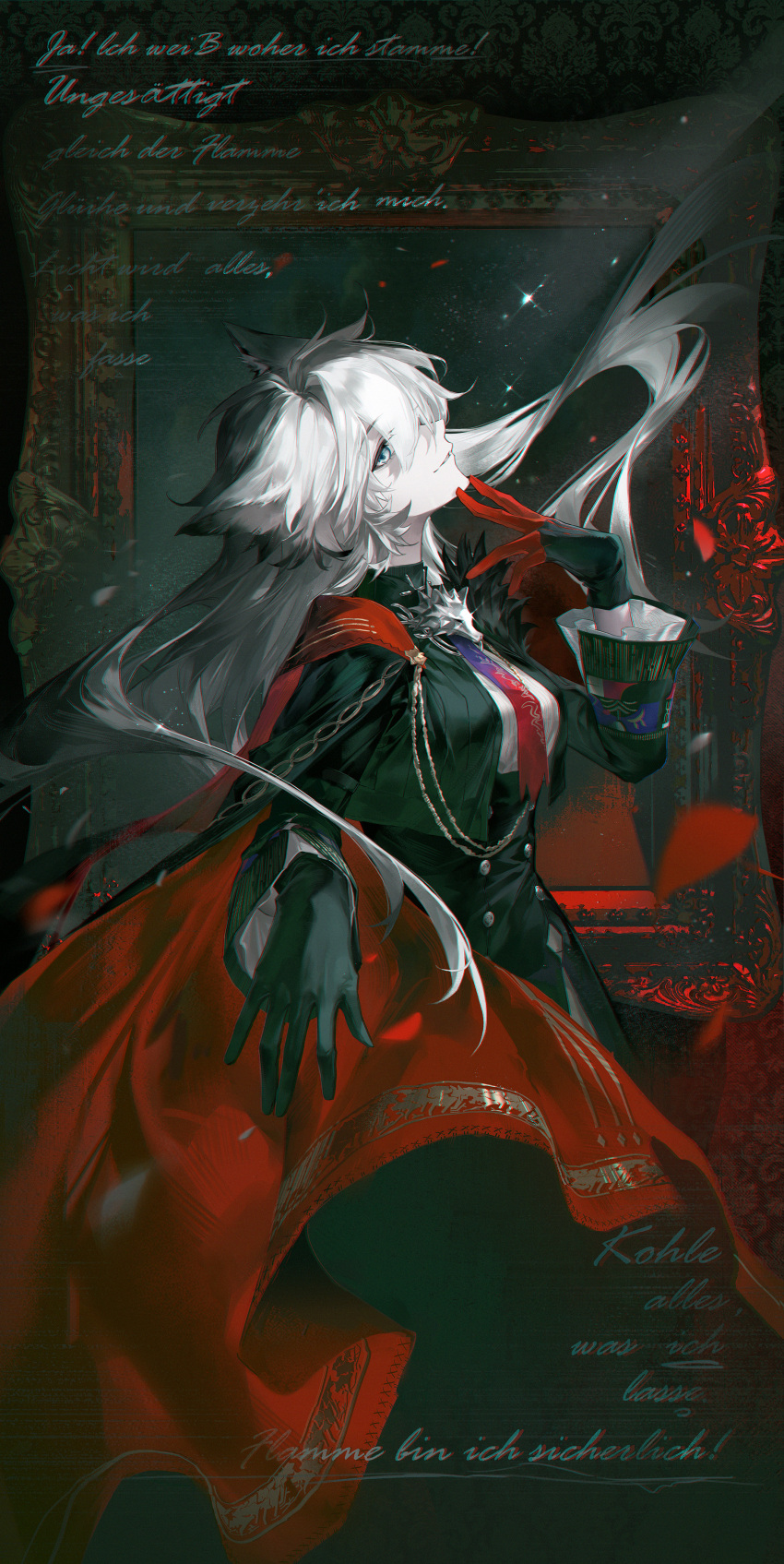 1girl, absurdres, animal_ears, arknights, black_cape, black_jacket, cape, cyan_yang