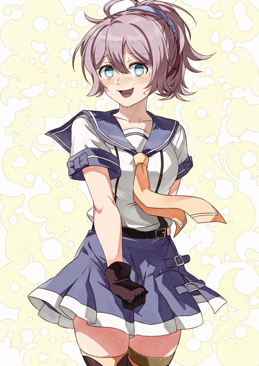 1girl, aoba_(kancolle), blue_sailor_collar, blush, breasts, commentary, cosplay, cowboy_shot