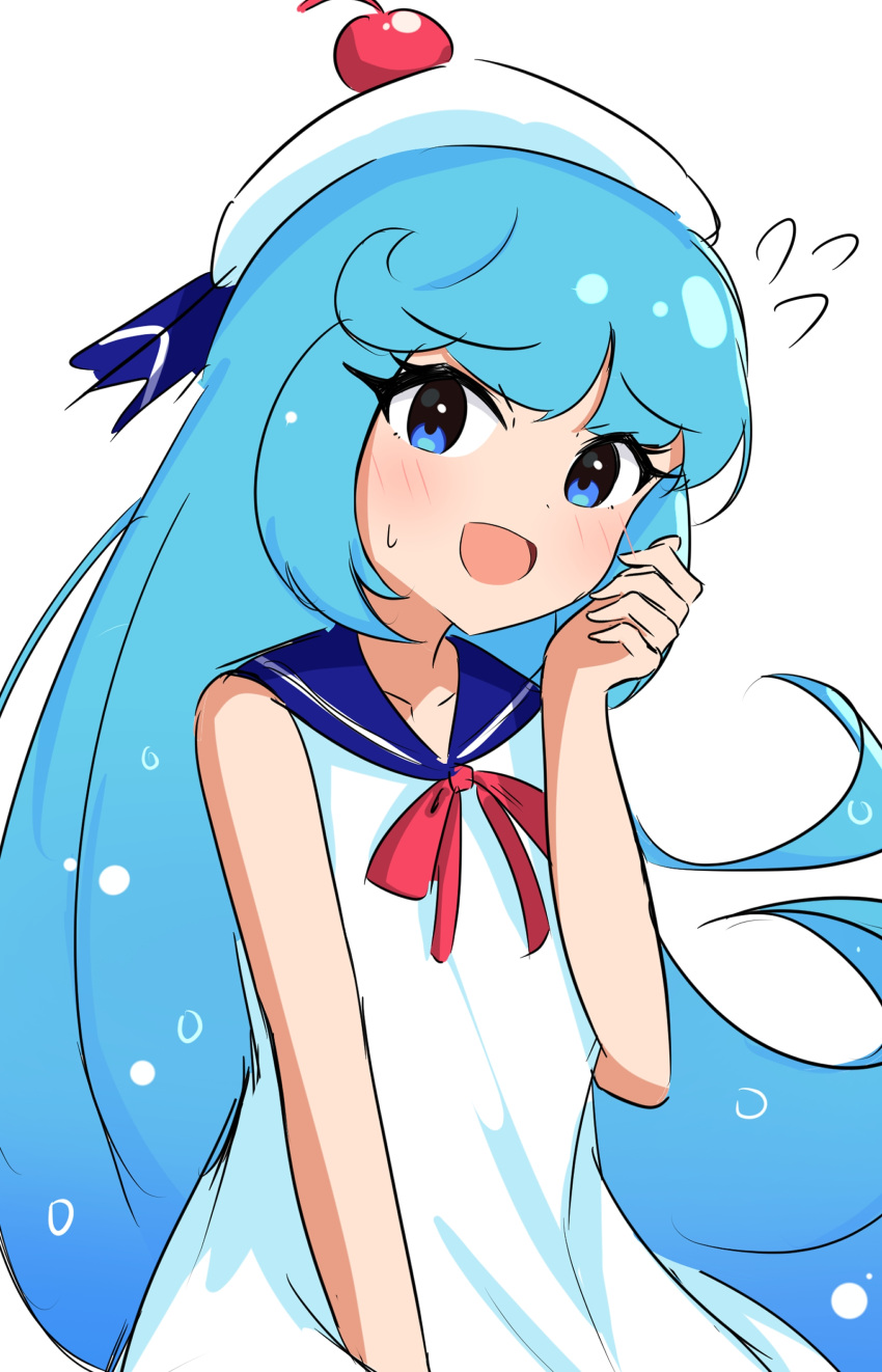 1girl, absurdres, blue_eyes, blue_hair, blue_sailor_collar, bow, candy36544, cookie_run
