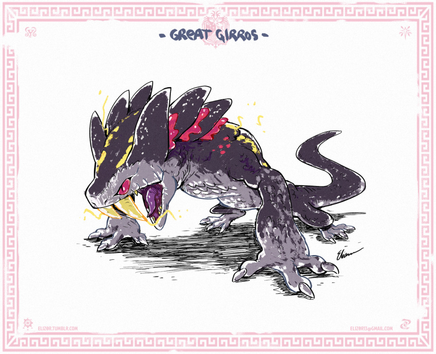 border, character_name, eliz0r, email_address, fangs, great_girros, highres, monster