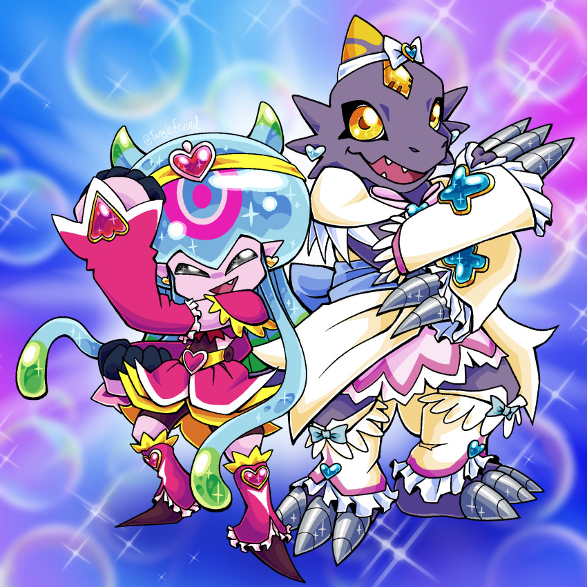 black_eyes, digimon, digimon_(creature), dragon, highres, jellyfish_girl, jellymon, looking_at_viewer