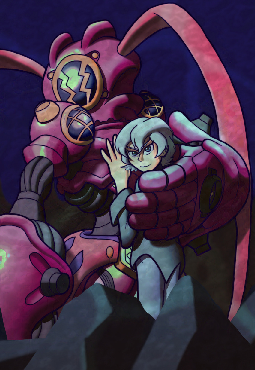 amphimon, android, anger_eye_and_light, armor, belt, blue_eyes, digimon, digimon_(creature)