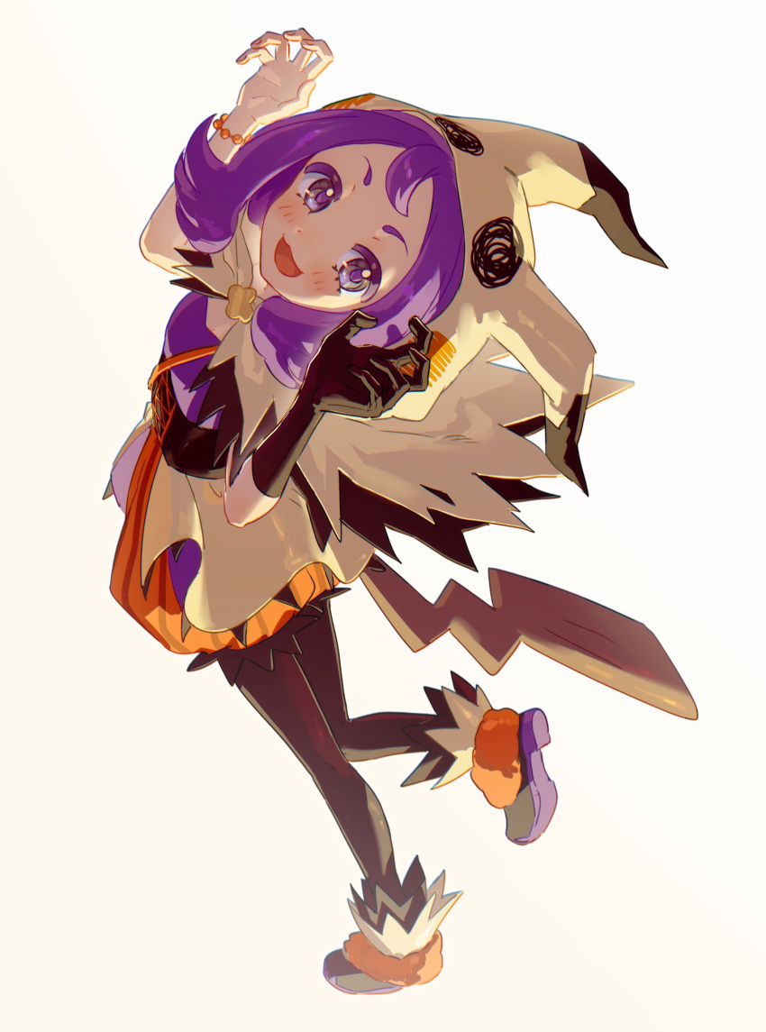1girl, acerola_(fall_2020)_(pokemon), acerola_(pokemon), baggy_shorts, black_pantyhose, blush, bracelet, claw_pose