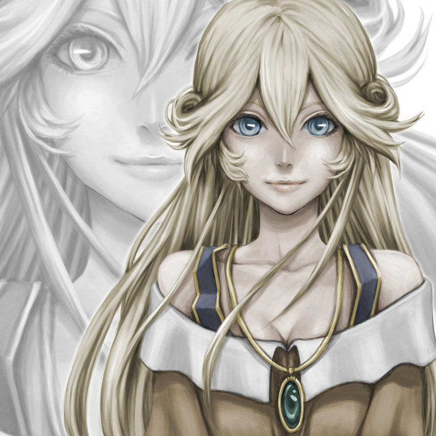 blonde_hair, blue_eyes, breasts, cleavage, cleo_everlastin, deviantart_thumbnail, face, jewelry