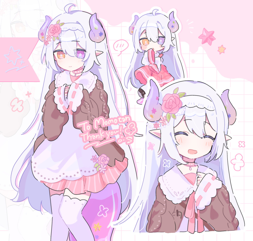 ^_^, _smpcr, ahoge, alternate_costume, blush, candy, character_sheet, chibi