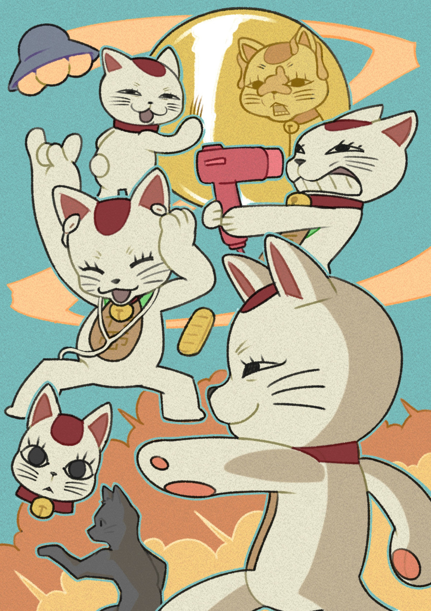 1girl, absurdres, alm_lobo, bell, black_fur, cat, cat_girl, coin