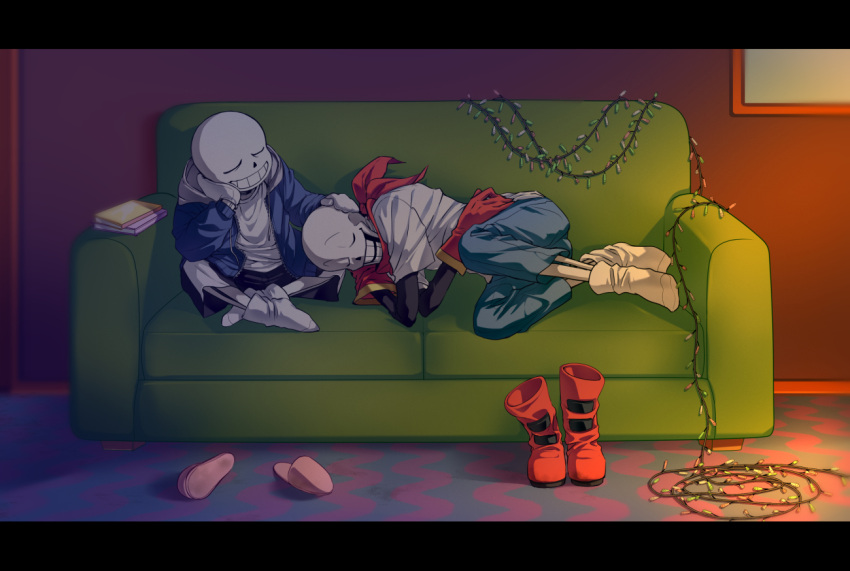 2boys, 2d, ahin_vpv, black_border, black_shorts, blue_jacket, blue_pants, border