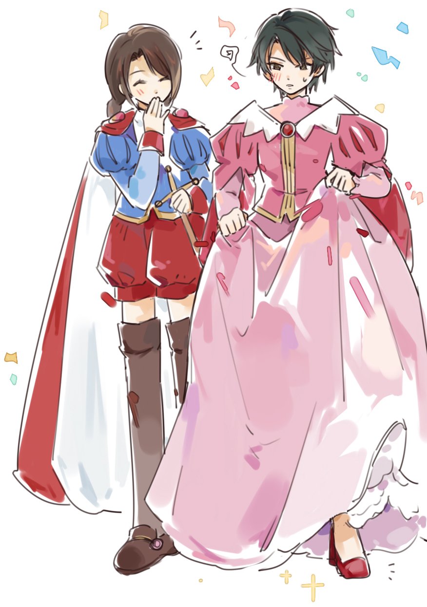 ?, ^_^, aurora_(disney), aurora_(disney)_(cosplay), black_hair, cardcaptor_sakura, closed_eyes, echizen_ryooma