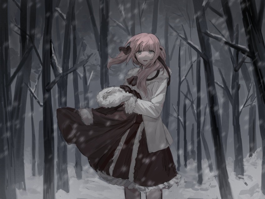 1girl, absurdres, ada_(iyowa), adipocere_(vocaloid), bare_tree, black_jacket, black_ribbon, black_skirt