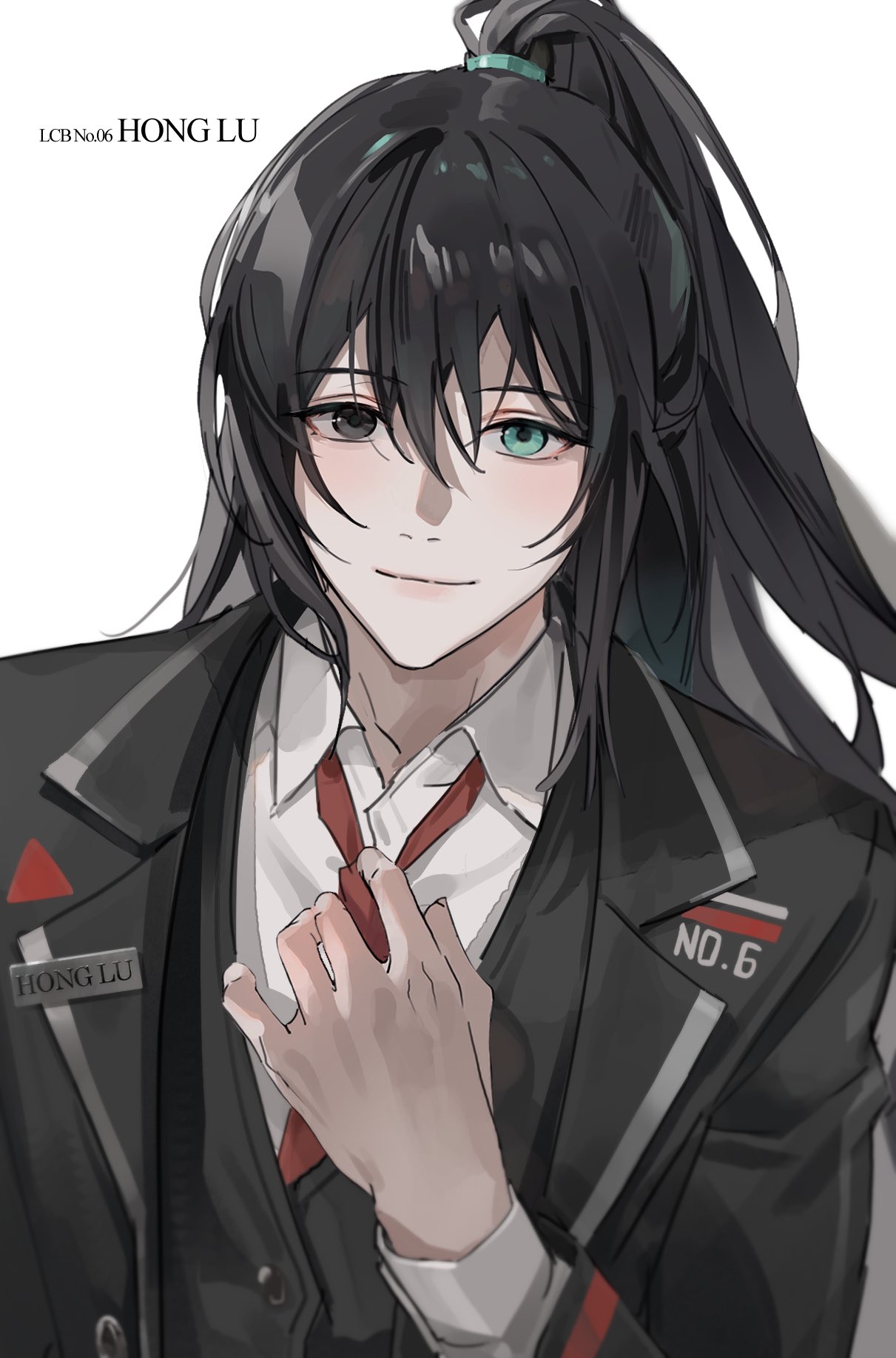 1boy, 41097772s, bad_id, bad_twitter_id, black_eyes, black_hair, black_jacket, black_vest