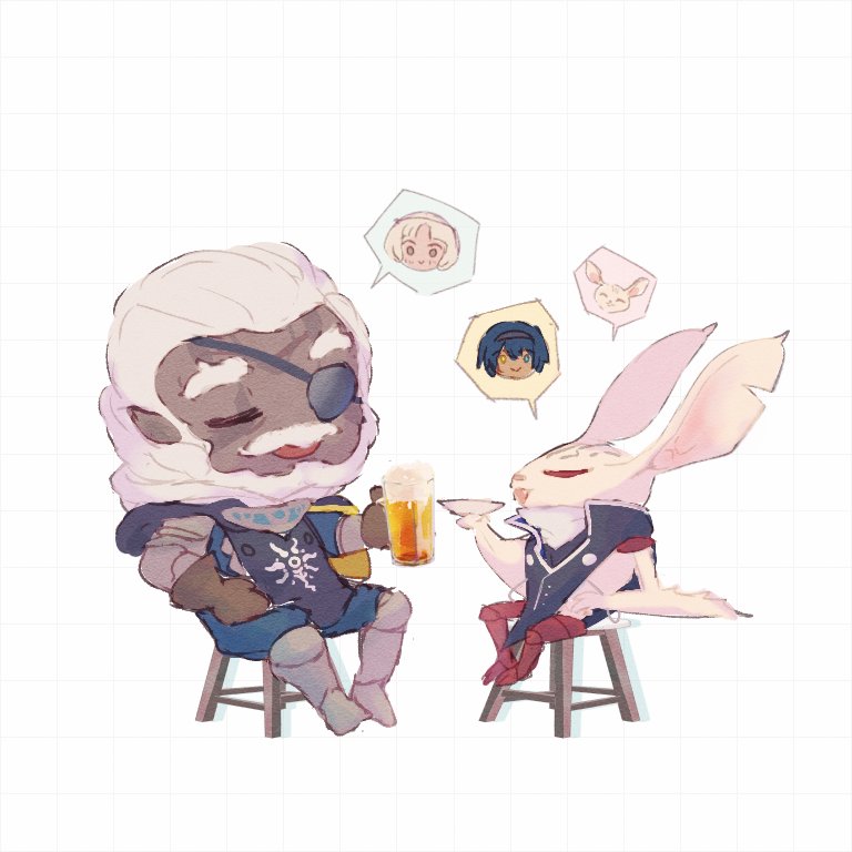 2boys, alcohol, armor, bat_wings, beer, black_vest, boots, choko_(cup)
