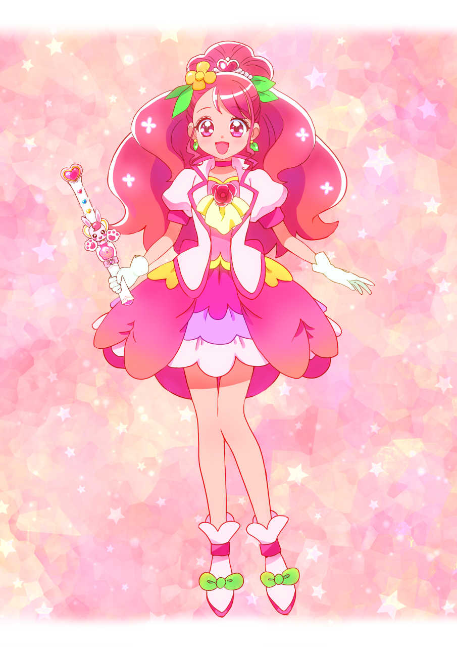 1girl, ankle_boots, ascot, boots, choker, commentary, cure_grace, dress