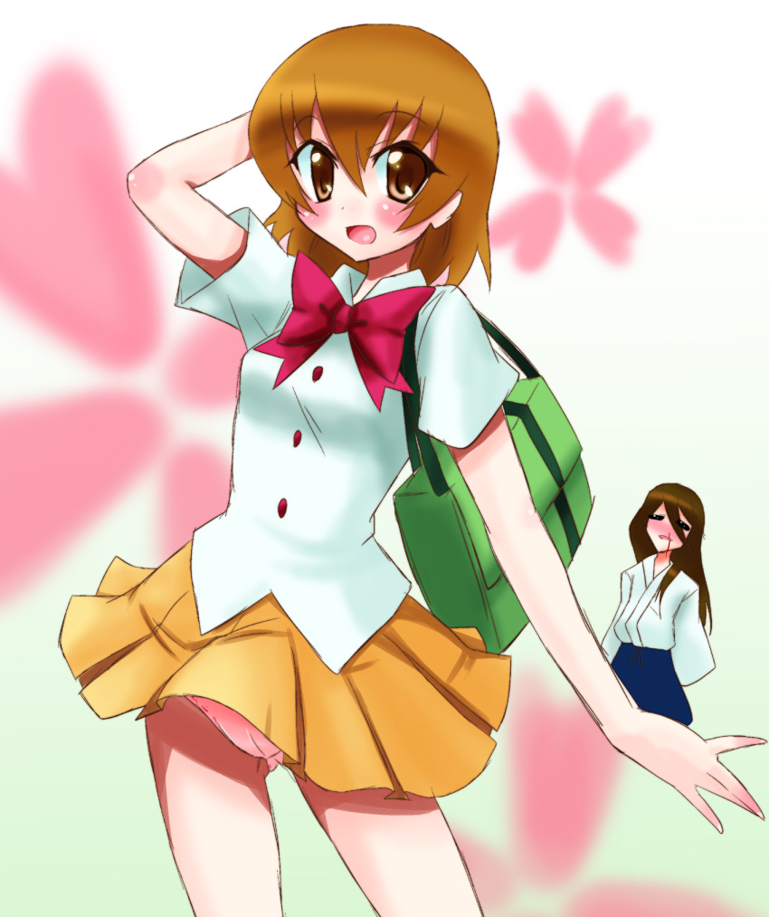 blood, blush, bow, brother_and_sister, brown_hair, heartcatch_precure!, highres, japanese_clothes