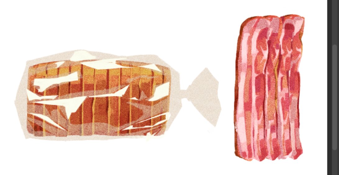 bacon, bread, english_commentary, fake_scrollbar, food, food_focus, loaf_of_bread, meat