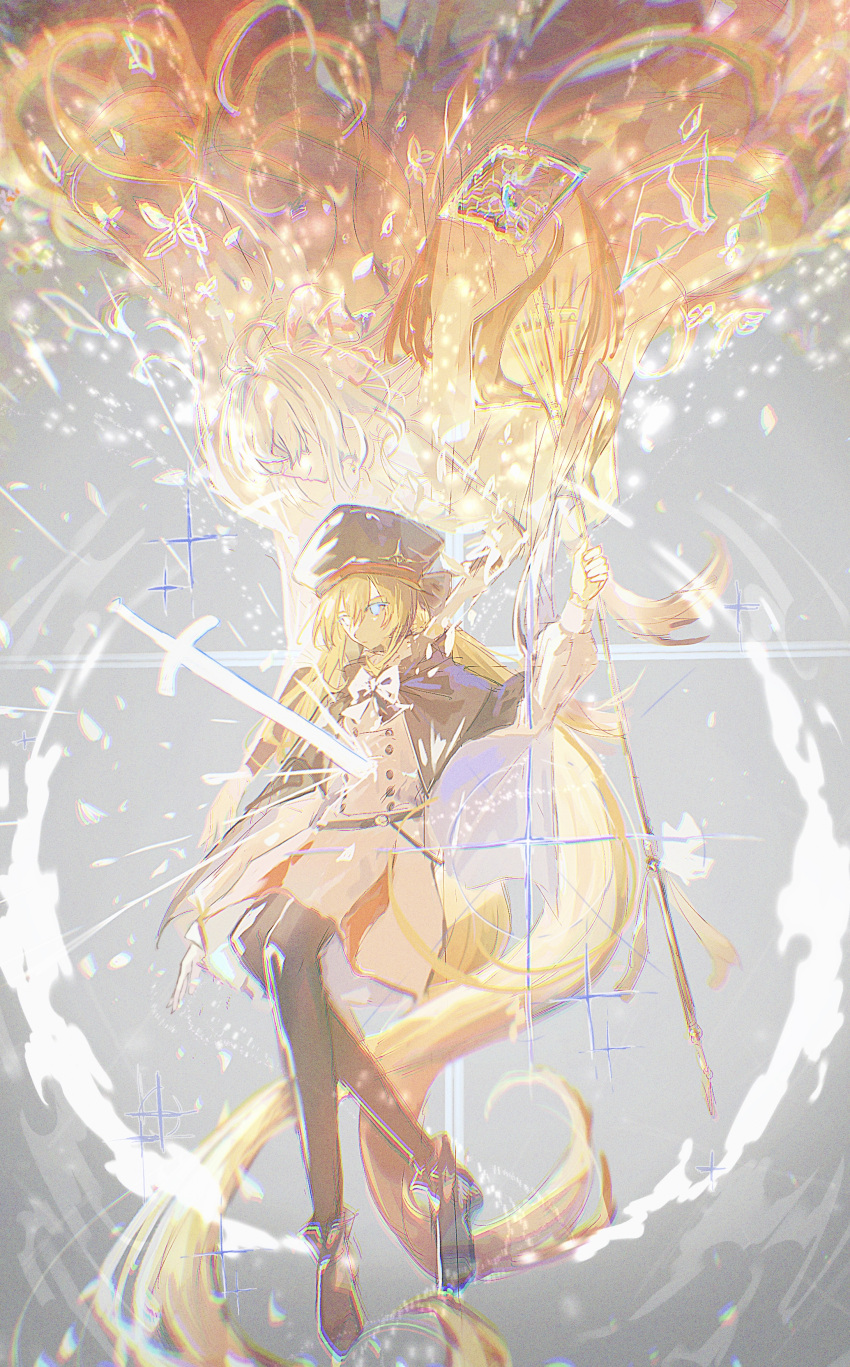 1boy, 1girl, absurdly_long_hair, absurdres, anohito_(amaruno110), artoria_caster_(fate), artoria_caster_(second_ascension)_(fate), artoria_pendragon_(fate)