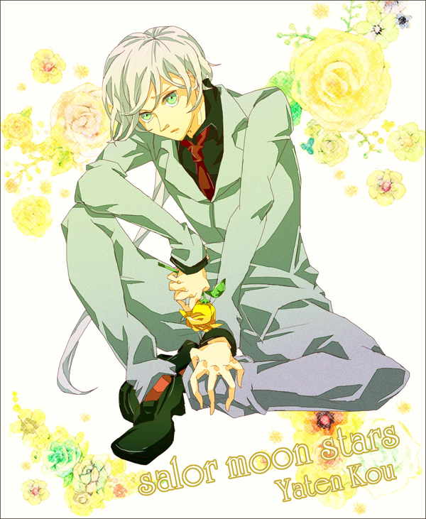 bishoujo_senshi_sailor_moon, male, sailor_star_healer, sitting, white_hair, yaten_kou