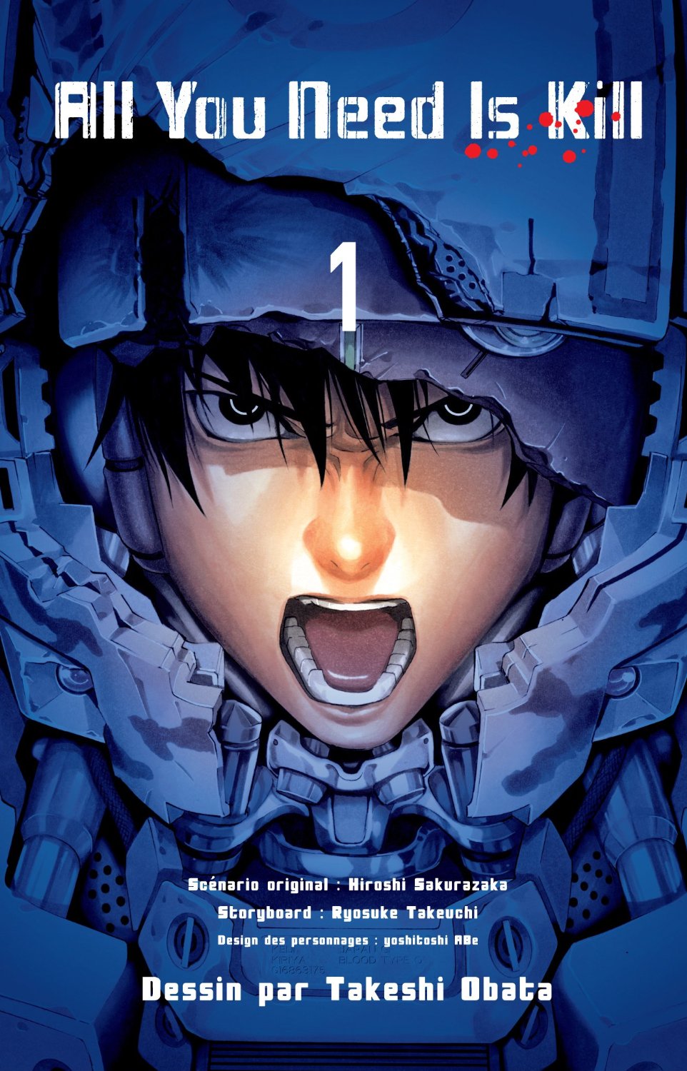 1boy, all_you_need_is_kill, angry, black_hair, copyright_name, cover, highres, kiriya_keiji