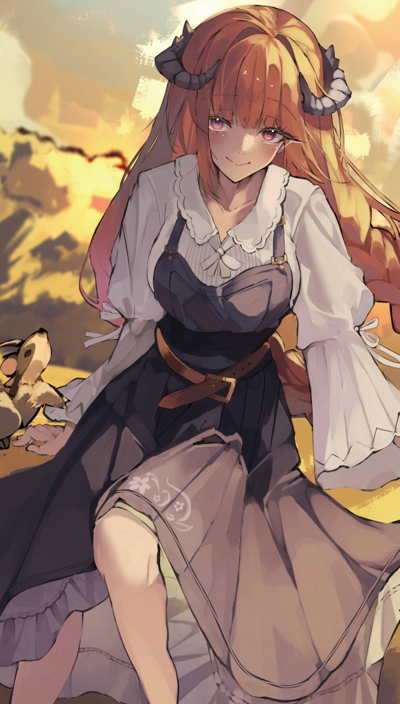 1girl, 80illu, arknights, bagpipe_(arknights), bagpipe_(echo_of_bagpipes)_(arknights), belt, belt_buckle, black_dress