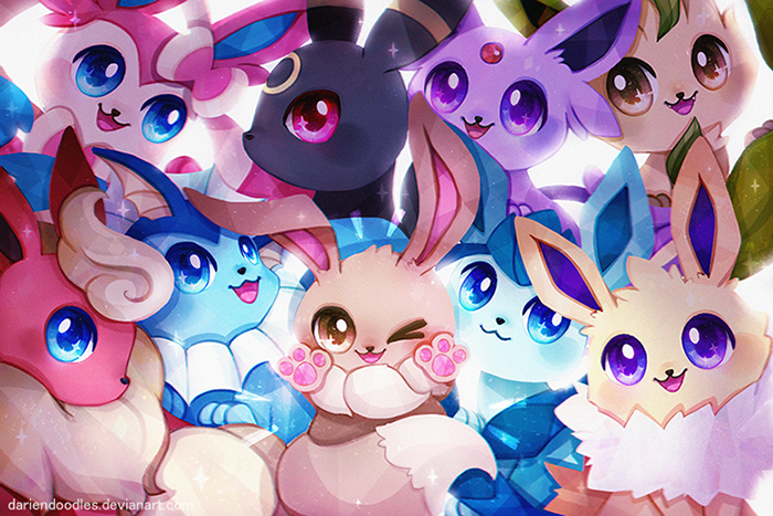 animal_focus, blue_eyes, blush, brown_eyes, closed_mouth, dariendoodles, deviantart_username, eevee