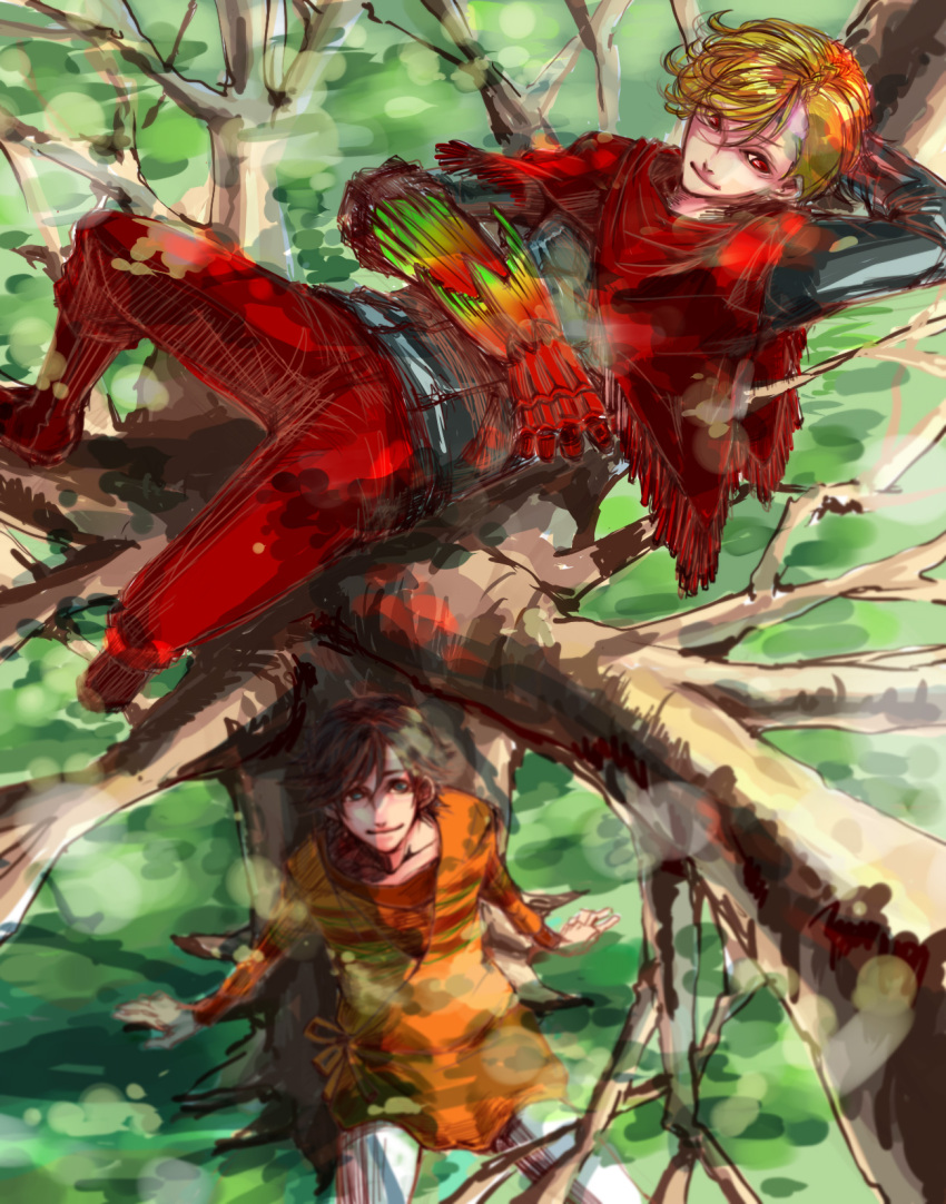 ankh_(ooo), highres, hino_eiji, izumi_shingo, kamen_rider, kamen_rider_ooo_(series), male, multiple_boys