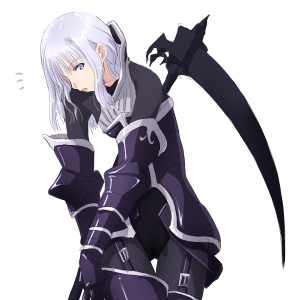 1girl, armor, black_armor, black_bodysuit, bodysuit, closed_mouth, commentary_request, cowboy_shot