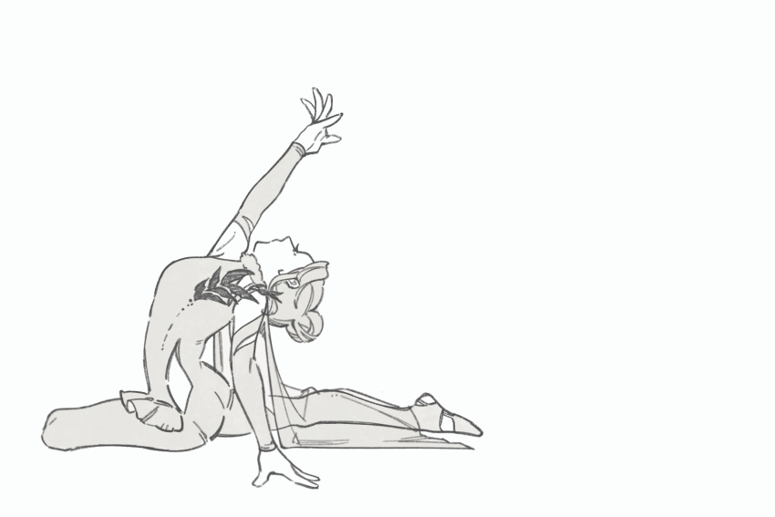 2girls, animated, animated_gif, arm_support, arm_up, athletic_leotard, black_background, cape