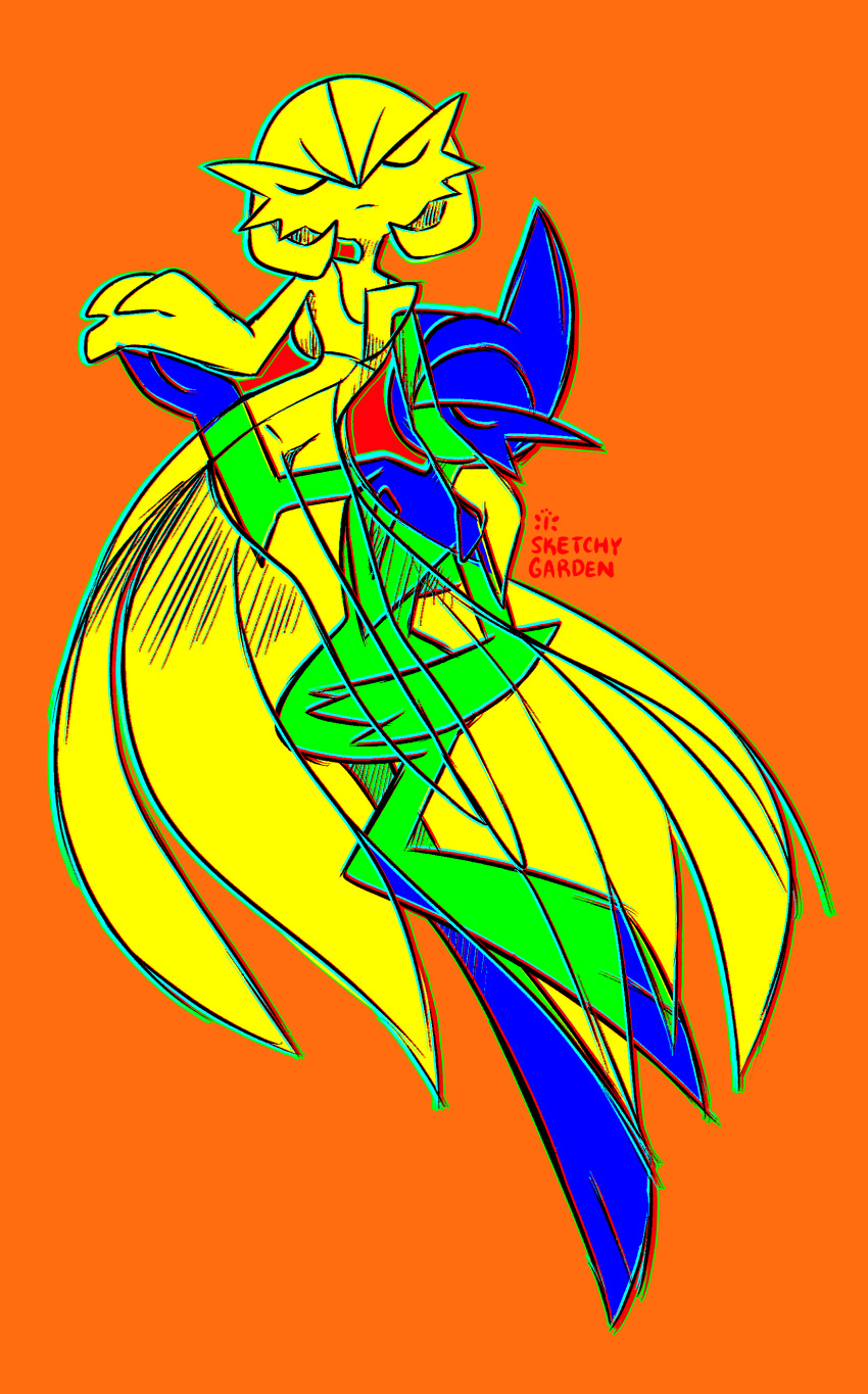 absurdres, arm_blade, artist_name, bob_cut, closed_eyes, color_contrast, dress, gallade