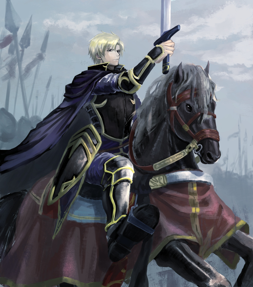 1boy, absurdres, armor, blonde_hair, breastplate, cape, fire_emblem, fire_emblem:_the_binding_blade
