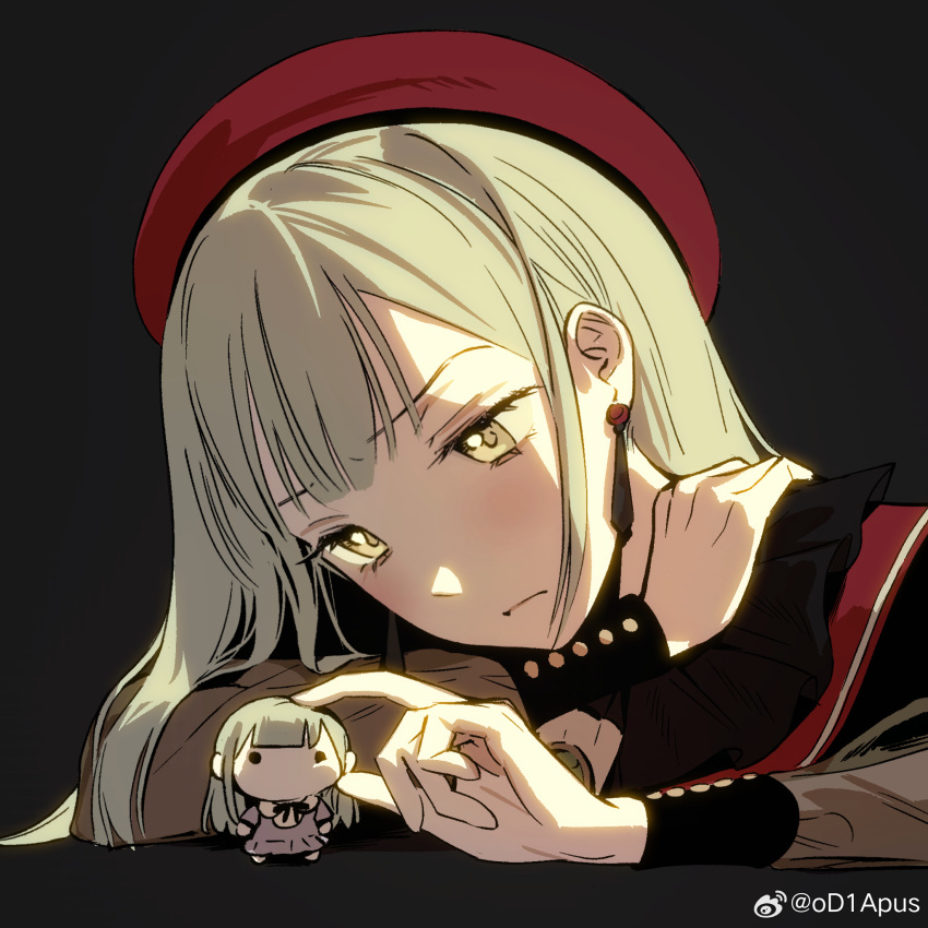 1girl, bang_dream!, bang_dream!_it's_mygo!!!!!, beret, character_doll, chinese_commentary, closed_mouth, commentary_request