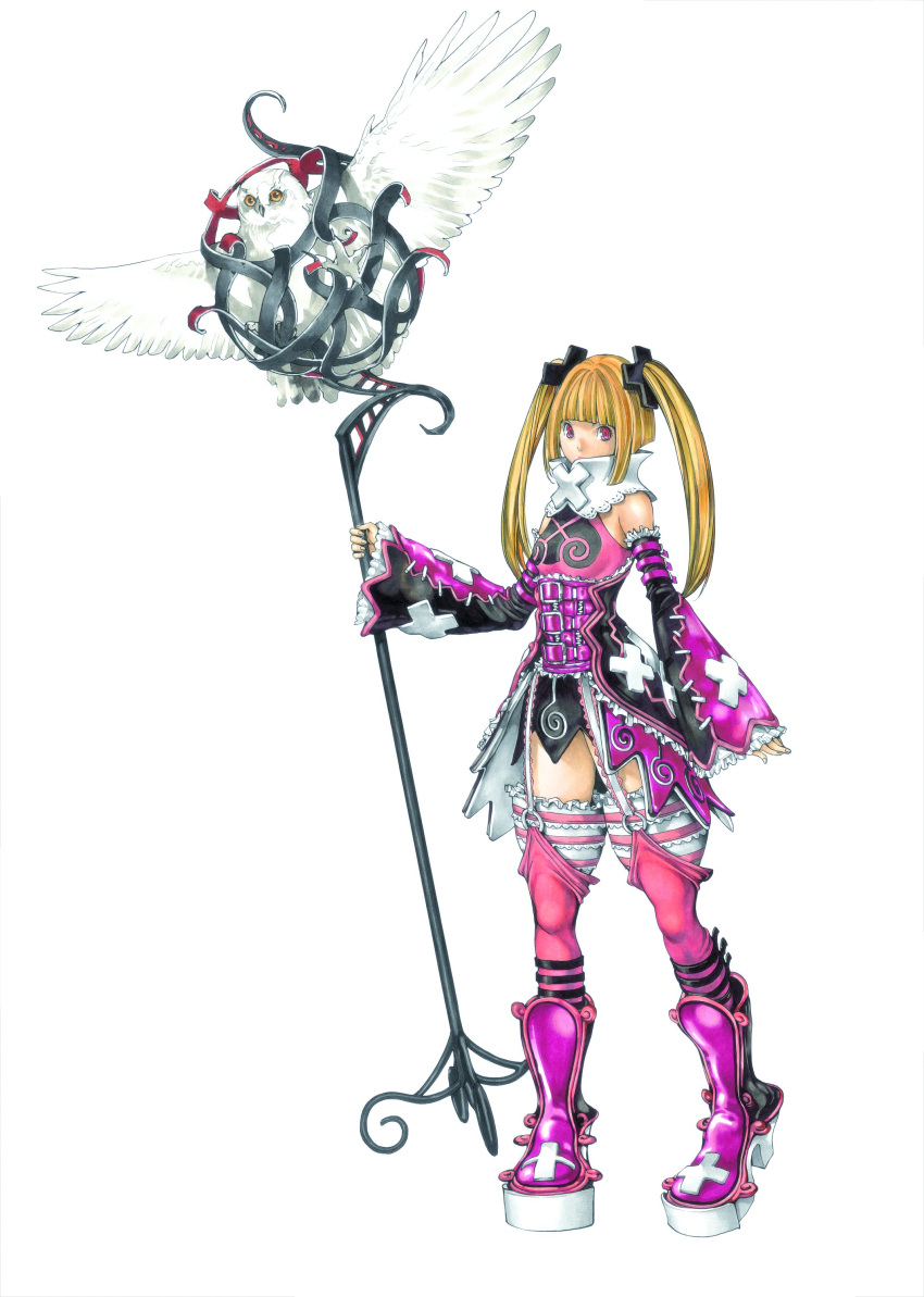 1girl, absurdres, bird, blunt_bangs, boots, castlevania_(series), castlevania_judgment, corset