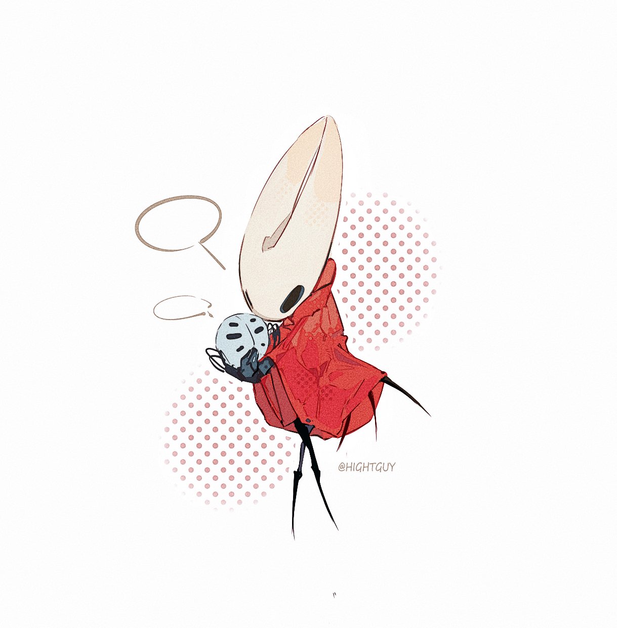 1girl, artist_name, black_eyes, blank_speech_bubble, bug, cloak, commentary, full_body