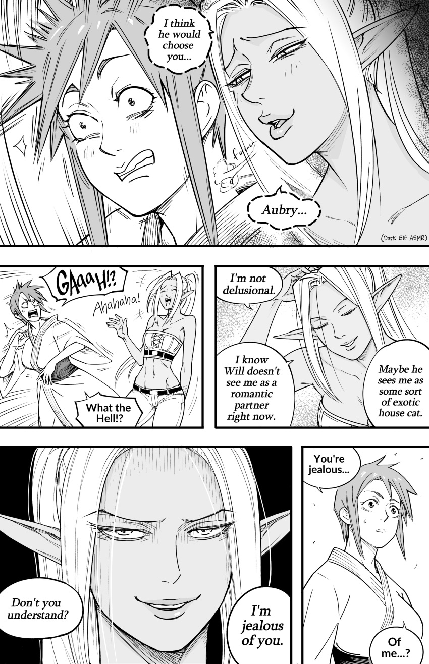 2girls, absurdres, asmr, aubry_(dark_elf_stepsister), bb_(baalbuddy), dark-skinned_female, dark_elf, dark_skin