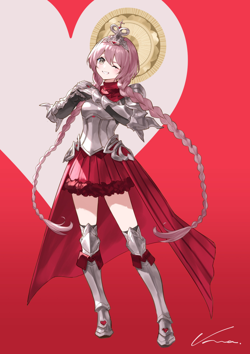 1girl, absurdres, alternate_costume, amayui_moka, armor, armored_boots, boots, braid
