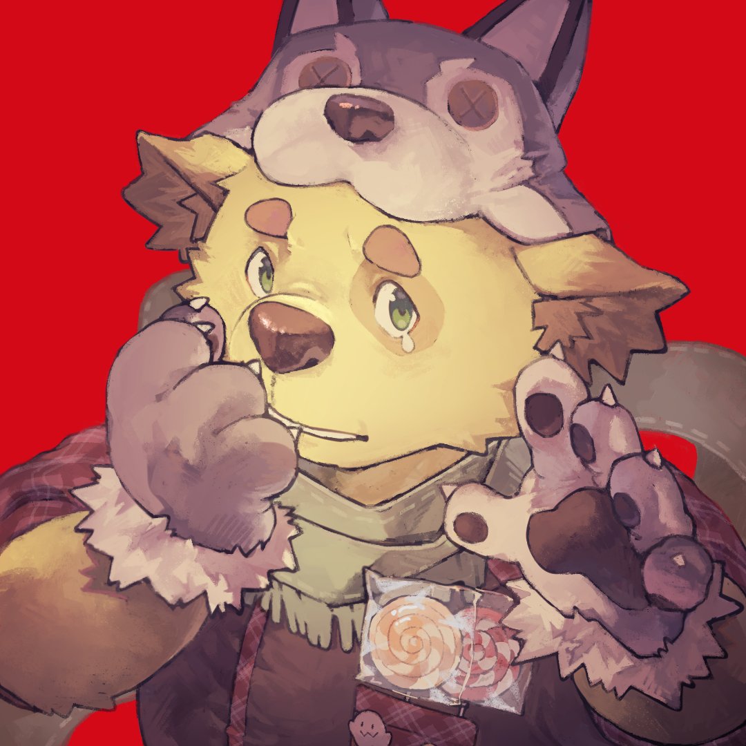 1boy, animal_ear_fluff, animal_ears, animal_hands, animal_hat, batten_xxxx, candy, claws