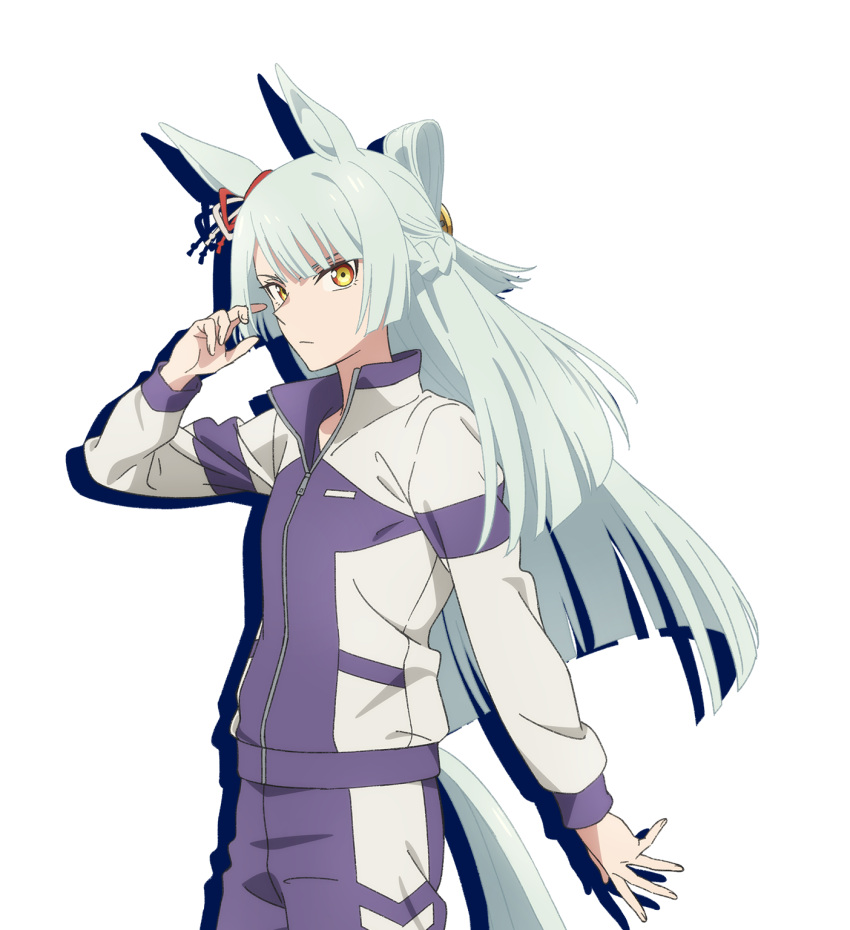 1girl, animal_ears, aqua_hair, braid, folded_ponytail, fujimasa_march, half_updo, highres